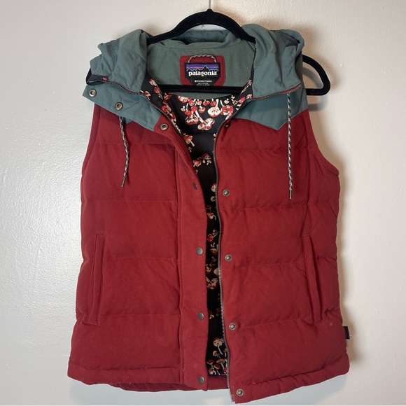 Patagonia W's Bivy Hooded Vest Drumfire Red Size M - Picture 2 of 4